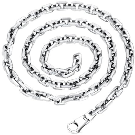 S925 Sterling Silber Dicker Abschnitt Zu Horn Kette Halskette, Herren Mode Glänzende Ringkette, Silberschmuck, Hip Hop Halskette