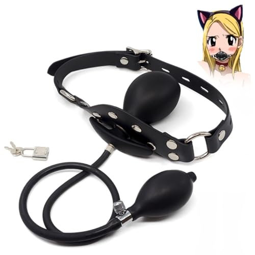 LDOZ Bavaglio per bocca con cinturino in silicone gonfiabile, cinturino per bavaglio regolabile per bondage sul giocattolo del sesso BDSM per amante del feticcio(With straps)