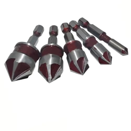 Juego de brocas avellanadoras de cobalto M35, 5 uds., 5 flauta, taladro perforador de 82 grados for cortador de chaflán de Metal Woodr, taladro de Metal