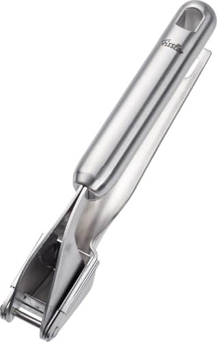 Fissler Essential/Edelstahl-Knoblauchpresse (20 cm) zerkleinert Knoblauch & Ingwer, mit Aufhänge-Öse -Spülmaschinen-geeignet