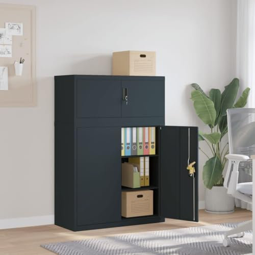 Xichuzi Aktenschrank Anthrazit 90x40x130 cm Stahl, Metallschrank, Werkstattschrank, Werkzeugschrank, Büroschrank, Lagerschrank, Garagenschrank, Stahlschrank