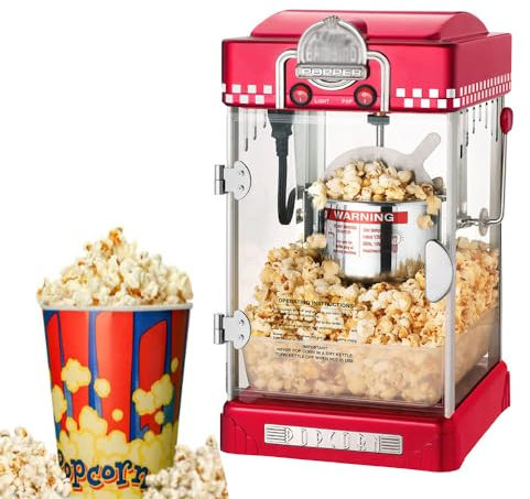 CHENLIU Máquina de Palomitas de maíz pequeña de mostrador, Comercial, para Uso doméstico, de Acero Inoxidable 304, con un Solo Clic, para Parejas (roja)