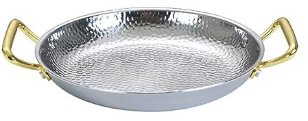 QXSJEDYCH Paellera de acero inoxidable martillada a mano, sartén antiadherente de 16-36 cm, Wok de doble mango, plato tradicional for servir carne de marisco español for el hogar, cocina, restaurantes