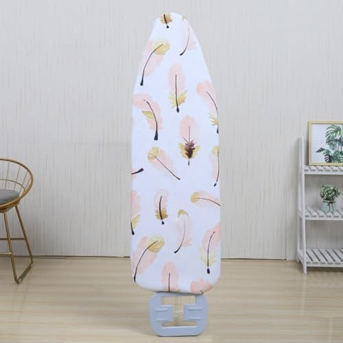 Bügelbrettbezug, 140 x 50 cm, Polyesterverbund-Baumwolle, hochtemperaturbeständig, Bügelbrettbezug, extra breite Bügelbrettbezüge (rosa Federn)