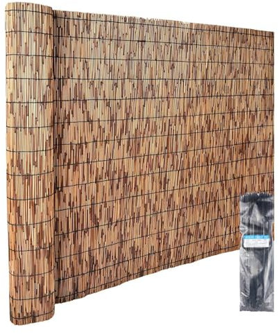 Clôture en roseau naturel, clôture décorative, pare-soleil, clôture en bambou, rideau brise-vue pour chambre, porche, piscine, toit, mur (marron) (160 x 800 cm)