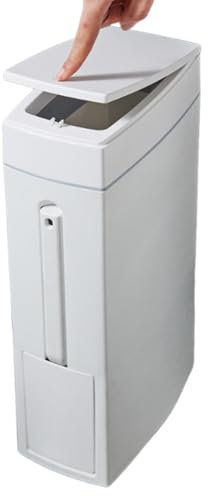 Pattumiera automatica lattina - Pedale di salvataggio stretto e spazio | Vassoio per rifiuti da bagno con coperchio ribaltabile | secchio Petet per bagno e cucina con secchi interni, M