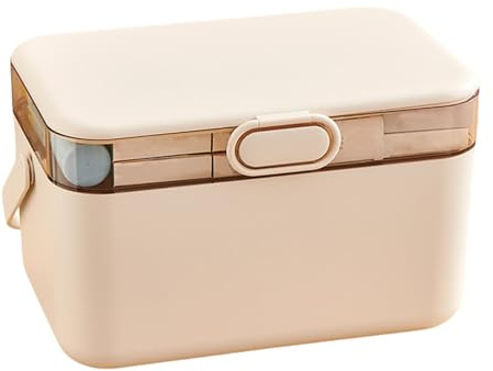 Caja de almacenamiento grande de medicina, caja de almacenamiento de medicamentos de doble capa de medicamentos, organizador portátil de medicina de polvo, bandeja de medicina para usuarios domésticos
