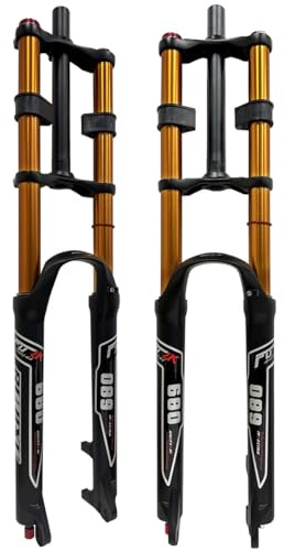 Fourche Avant de VTT à Pivot Droit 1-1/8 avec réglage du Rebond, Double Couronne, fourches VTT SuspeSXSaelciunion 26, 27,5, 29 Pouces, QR 9 mm, débattement 130 mm