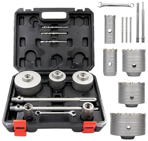 11 Stück Beton Bohrkronen Set - SDS Bohrkrone Steckdose Set, mit Ø 30 40 68 80 100 mm Kernbohrer & 300 mm Rundgriff SDS Beton Hohlbohrkrone, für Ziegelwand, Mauerwerk, Schaumziegel