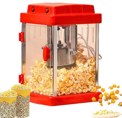 Popcorn Maker, Non-stick Base, Quiet and Rapid Operation, Accommodates Sugar/oil/butter, Perfectly Suited for Home Cinema, Movie Nights, and Social Gatherings.