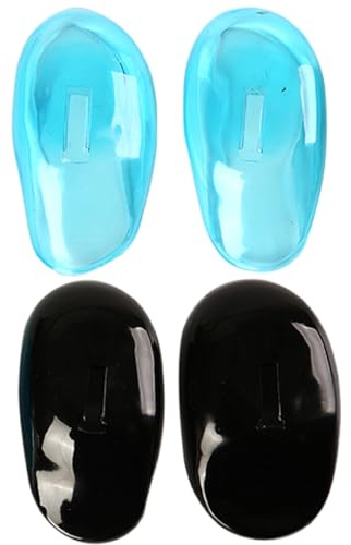 DOKRIN Shower Caps, bagno di colore capelli 2 cuffie antirumore in silicone riutilizzabili, cuffie antirumore in silicone impermeabili adatte per casa, bagno e parrucchiere (blu, nero)
