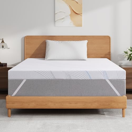 Sleremind Surmatelas 140 x 200 cm, de qualité supérieure 140 x 200 cm, hauteur 7 cm, avec mousse à mémoire de forme en gel doux et couche de soutien confortable, respirante et lavable