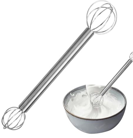 Sifone per panna a doppia testa - Pestello in acciaio inossidabile, Frusta per frullatore per uso alimentare, Strumento per sbattere le uova, Mixer per zuppe e salse, Attrezzatura per cuocere e cuocer