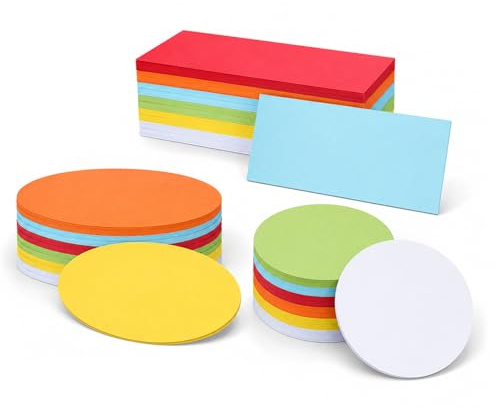 420 Pcs Cartes de Modération, Fiches Colorées, Cartes de Présentation | Fiches Vierges, pour Bureau, école, loisirs créatifs (rectangulaires, rondes et ovales, 6 couleurs)