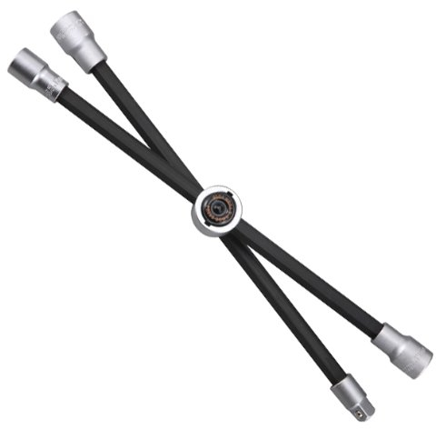 4 in 1 Spezial Radmuttern-Schlüssel Radkreuz (Kreuzschlüssel) Kompakt klappbar (faltbar) Nuss 17 19 21 mm & 1/2 vierkant Antrieb