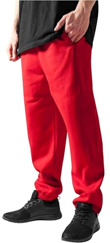 Urban Classics Men's Sweatpants Drawstring Joggers Sport Trousers with Elastic Waist Tracksuit Trousers Elasticated Zipped An, Red, 5XL UK