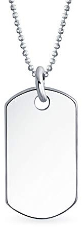 Gravieren Mittlere Einfache Einfache Coole Männer Identifikation Militär Armee Hundemarke Anhänger Halskette Für Männer Jugendliche Poliert .925 Sterling Silber Klein Mittel Groß Größen Graviert