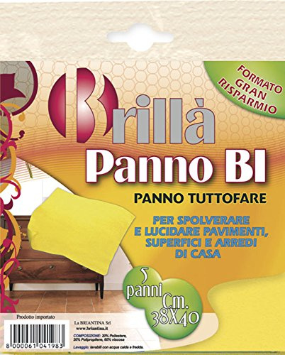 La Briantina 5 Chiffons de Nettoyage, Viscose, Multicolore, 38 x 40 cm, 5 unités