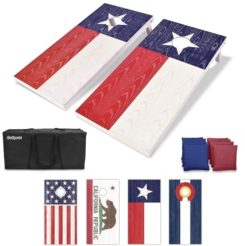 GoSports Set Cornhole in Legno con Motivo Bandiera del Texas, con Borse e Custodia