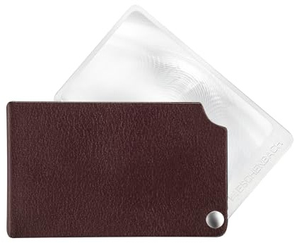 Eschenbach Optik Taschenlupe visoPOCKET mit 2,5X-Vergrößerung im Scheckkartenformat mit Lederetui (Rot)