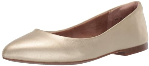 Amazon Essentials Women's Pointed-Toe Ballet Flat, Gold, 9