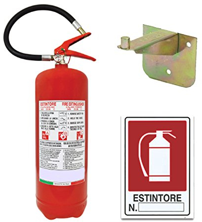 Estintore Portatile a Polvere 6 Kg Certificato Anno 2024 Con Cartello e Staffa