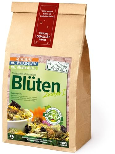 ORIGINAL LECKERLIES Blütenzauber I 500 g, ***Premium Qualität*** Reiner natürlicher Blütenmix, artgerechtes Nagerfutter für Kaninchen, Meerschweinchen, Hamster, Chinchilla, 100% Natur Blüten