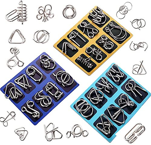 MINGZE 24 Piezas Juguetes Mágicos de Alambre de Metal Set, 3D Rompecabezas Brain Teaser Puzzle, IQ Inteligencia Juguete Educativo Juego Ideales y Regalos para Niños y Adolescentes