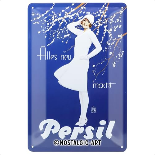 Nostalgic-Art Cartel de chapa retro de 20 x 30 cm, Persil – Dama blanca azul – Idea de regalo para los fanáticos de la nostalgia, producto original con licencia (OLP), de metal, diseño vintage