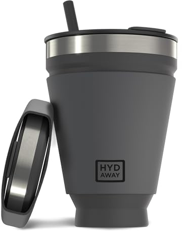HYDAWAY Faltbarer Getränkebecher | Tragbare, Isolierte, Heiße und Kalte Getränketasse für Kaffee, Tee, Smoothies, Bier, Cocktails, Reisen, Pendeln, Camping, Veranstaltungen | 473ml Kapazität