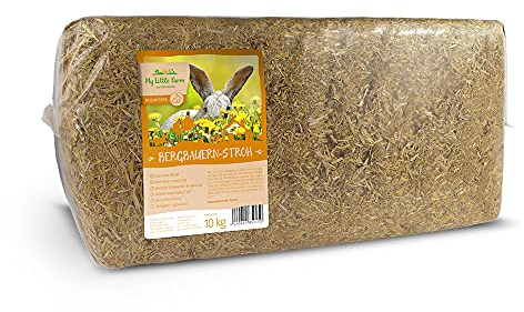 My Little Farm Bergbauern-Stroh, Premium-Naturstroh für Kaninchen, Hamster und Kleintiere, ideal als Einstreu und Knabber-Beschäftigung, geruchsbindend, biologisch abbaubar