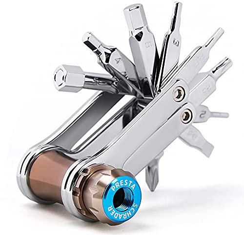 Mini Bike Tool 11 in 1 Multi-Tool,Bicycle Multitool Kit,Cycling Mechanic Repair Tools with CO2 Inflator for Road and Mountain Bikes (Alloy Steel, Small)