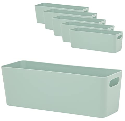 #11 6x Ordnungsboxen 10cm hoch grün 30x10x10cm 2L Ordnungskorb