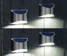 FHS 4er Set Solar Wandleuchte mit 4 weißen SMD LED, Größe: 10 x 8 x 5cm, Kunststoff/Edelstahl