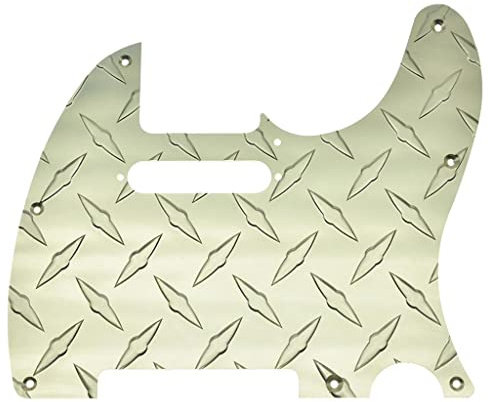 KAISH 8 Löcher Metall Diamant Platte Modern Style Tele Pickguard Aluminium TL Kratzplatte passend für amerikanische/mexikanische FD Telecaster Gold