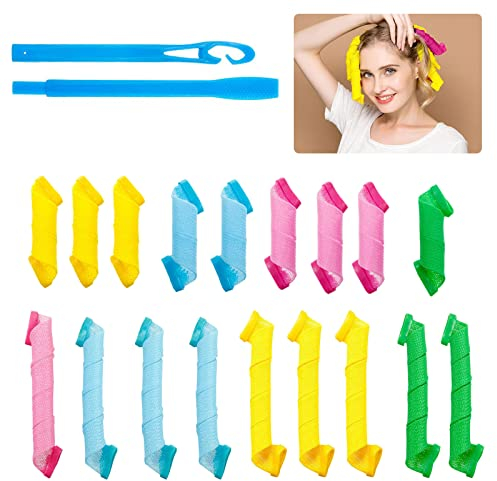 Bigodini Flessibili, Bigodini per Capelli a Spirale, Bigodini a Spirale, Bigodini per Styling Capelli, Parrucchiere Fai Da Te Strumenti, 18 Pezzi