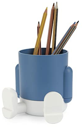 balvi Stiftehalter Mr. Sitty Farbe Blau Farbiges und originelles Design mit zwei Fächern Kunststoff