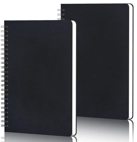 Yarotm Notizbuch A5 Dotted - 2 Stück Notizblöcke A5 Gepunktet - 100g/m² Gepunktet 5mm Spiralbuch - 14x21cm Journal Notizheft Schwarz - Notizbücher Notebook Spiralblock A5