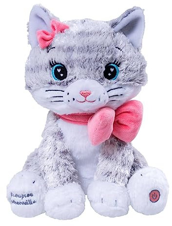 Pioupiou et Merveilles - Peluche Moustache - Mon Chat Lumineux et Musical - Doucé Melodie et lumière apaisante pour Aider bébé à s'endormir - 28cm - Dès la Naissance - 16515