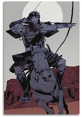 MITIN Japanisches Samurai-Poster, Bogenschießen auf einem Pferd, dekoratives Gemälde, Leinwand, Wand und Kunstbild, Familienschlafzimmer-Dekoration, 50 x 75 cm