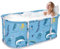 Sinbide Baignoire Pliable Adulte - Pas Besoin d'Installation, Antidérapant, Pliage Facile - Pour Petite Salle de Bain, Douche, SPA - Avec Tubes en T Épais - 113x65x48cm (Bleu Clair)