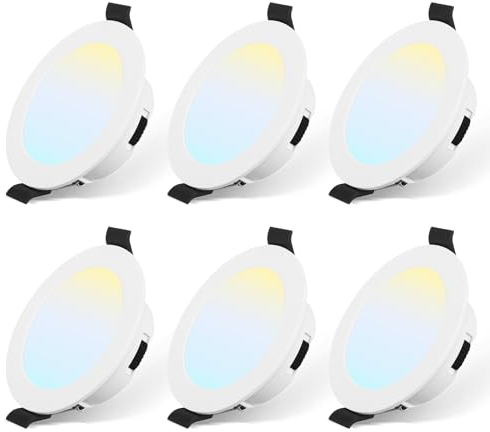 UKawhi LED Einbaustrahler Dimmbar LED Spots 230V 5W Einbauleuchten IP44 Deckenspots Warmweiß Neutralweiß Kaltweiß,29mm Einbautiefe Deckenspots Deckenstrahler für Badezimmer Wohnzimmer Küche,6er Set