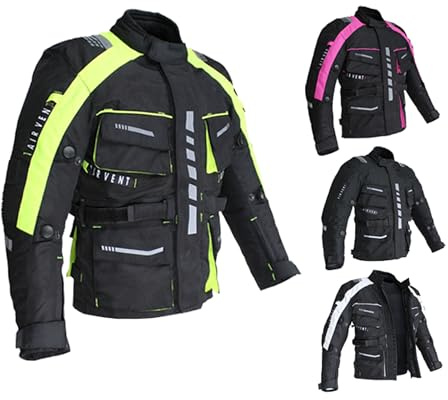 EURO STARS Kinder Motorrad Jacke Biker Wasserdichtjacke Winddicht Touring Jacke Kinder Thermofutter und herausnehmbare Protektoren (DE/NL/SE/PL, Numerisch, 134, Regular, Pink)