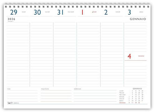 Agendepoint.it - Veckoplanering 2025 spiral 21 x 30 cm A4 festliga markerade liv