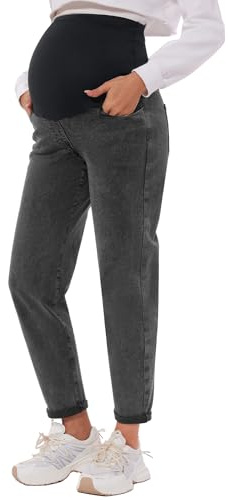 POSHGLAM Jeans Premaman da Donna sopra la Pancia, Comodi, Elasticizzati, Boyfriend Jeans, Pantaloni per Gravidanza, S-XXL, S