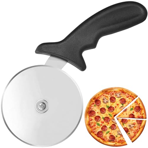 Pizzaschneider extra scharf – Profi Pizzarad 10 cm aus Edelstahl mit ergonomischem Anti-Rutsch Griff & Fingerschutz – Perfekt für Pizza, Teig & Gebäck (1)