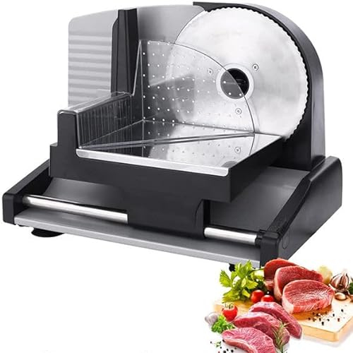 PEIXEN Affettatrice per La Casa, Affettatrice Elettrica per Carne Mini, con Spessore Regolabile 200 W 0-15 Mm Affettatrice per Pane Elettrica, Facile da Pulire per La Casa, Commerciale, Negozio di tè