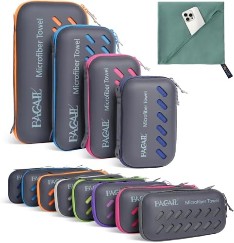 BAGAIL mikrofiberhandduk för resor, perfekt campinghandduk, badhandduk och strandhandduk, snabbtorkande – superabsorberande – ultrakompakt, perfekt för sport, gym, yoga och backpacking