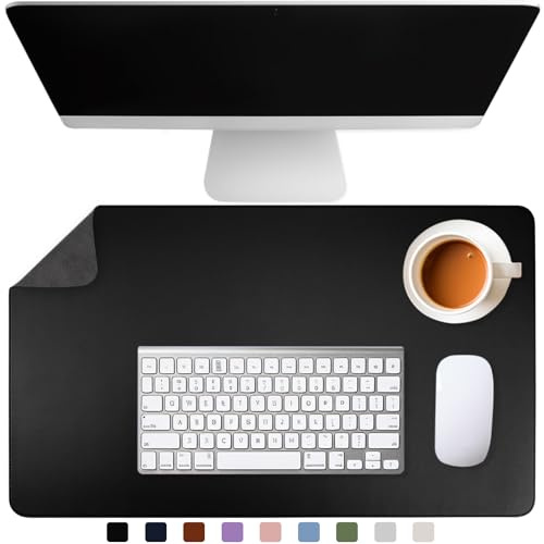 Busnos Schreibtisch Unterlage Groß Schreibtischunterlage Modern 90 x 43 cm Schreibtisch Unterlage pc Maus Schwarz Filz Schreibtischunterlage Tischunterlage Desk Pad