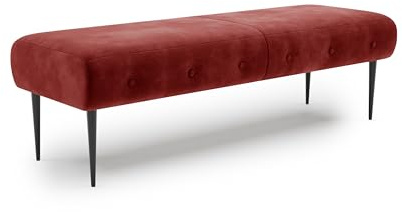 CAVADORE Sitzbank Amba, Trendige Polsterbank 2,5-sitzig für Küche, Esszimmer oder Wohnküche / Küchenbank passend zum 2,5-Sitzer Amba / 139 x 52 x 54 / Hochwertiges Mikrofaser: Rot